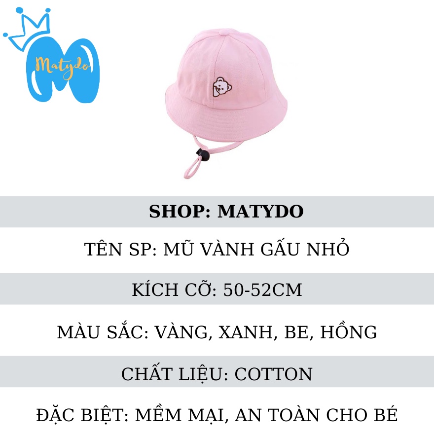 Mũ cho bé gái bé trai mũ nón vành tròn hình gấu nhỏ đáng yêu phụ kiện mũ nón MU013