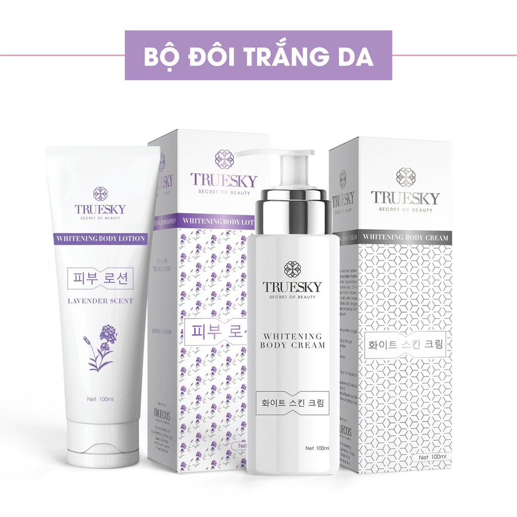 Combo tắm trắng toàn thân Truesky hương nước hoa Pháp gồm 1 chai ủ trắng 100ml & 1 chai dưỡng trắng Lavender100ml | BigBuy360 - bigbuy360.vn