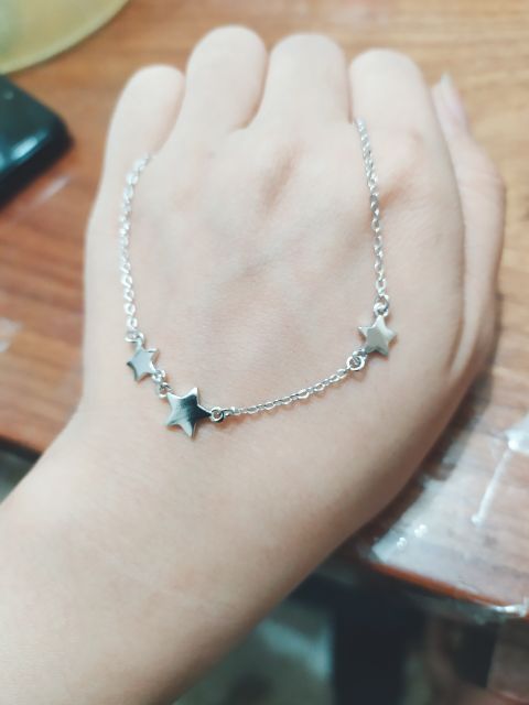 Lắc chân dây đơn mix 3 ngôi sao phong cách giá tốt Lymlym Silver bạc 925 cao cấp | BigBuy360 - bigbuy360.vn