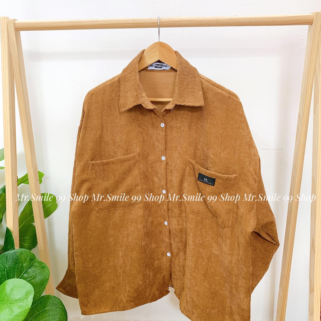 [Hình Thật] Áo Sơ Mi Nhung Tăm/ Nhung Gân Kupi tay dài Nam/Nữ Unisex Mr Smile 99 Shop | BigBuy360 - bigbuy360.vn