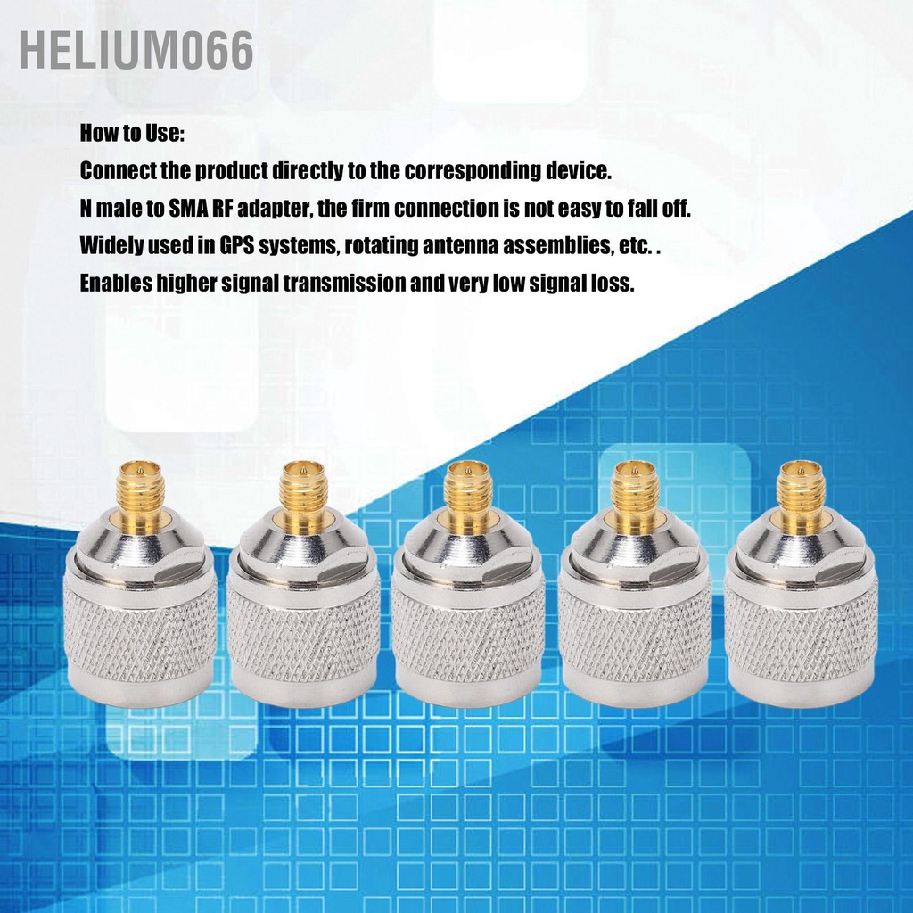 Bộ điều hợp cáp đồng trục 5 cái RF N Male to SMA Coaxial Line Connector Set Kit Heliu