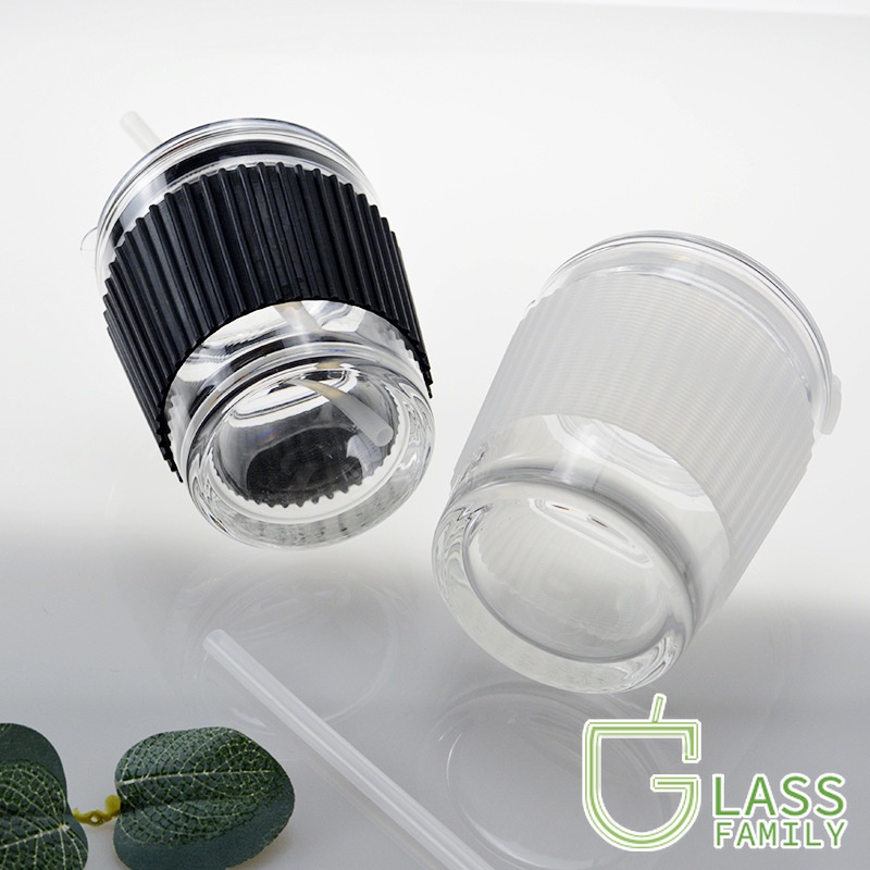 GF Reusable Smoothie Cups Glass Coffee Cup with Lid and Straw Drinking Glasses for Milk Smoothies Bubble Tea Juice Coffee
