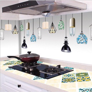 combo 3m decal dán bếp tráng nhôm cách nhiệt cao cấp mẫu đèn rủ trang trí