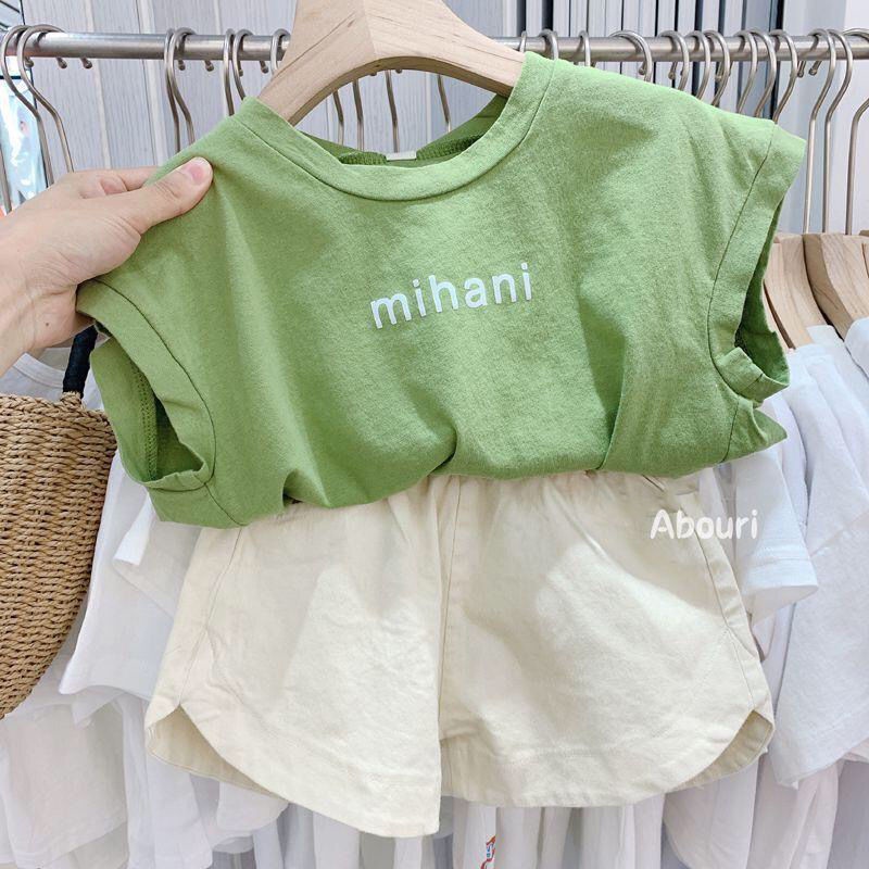 Bộ đồ bé trai Bộ Áo Thun Cotton + Quần Short Dáng Rộng In Chữ Phong Cách Phương Tây Thời Trang Mùa Hè Cho Bé Trai 2021
