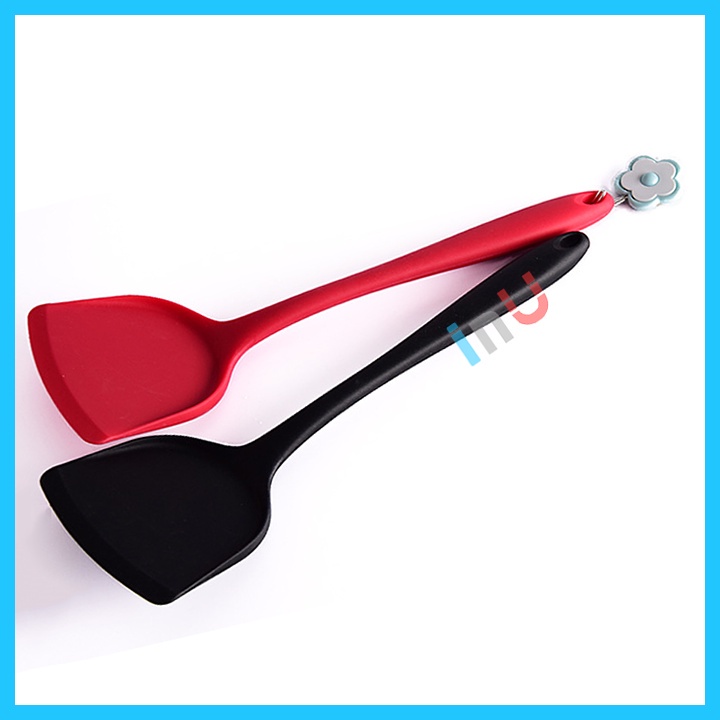 HCM - Xẻng silicon 33cm cán dài chống dính chịu nhiệt dùng đảo, lật thức ăn