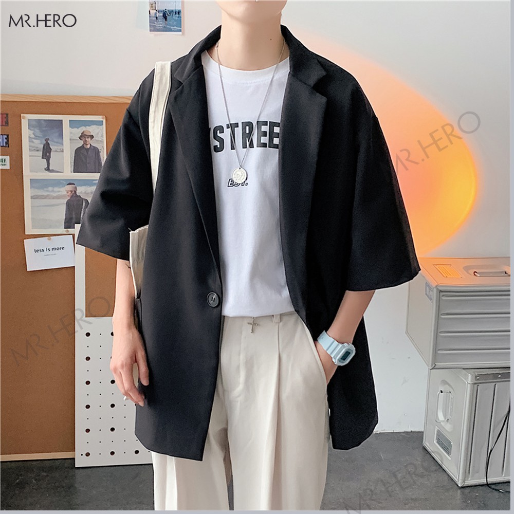 Áo blazer tay lỡ unisex form rộng nam hè thu phong cách Hàn Quốc-BZ05 M.RO