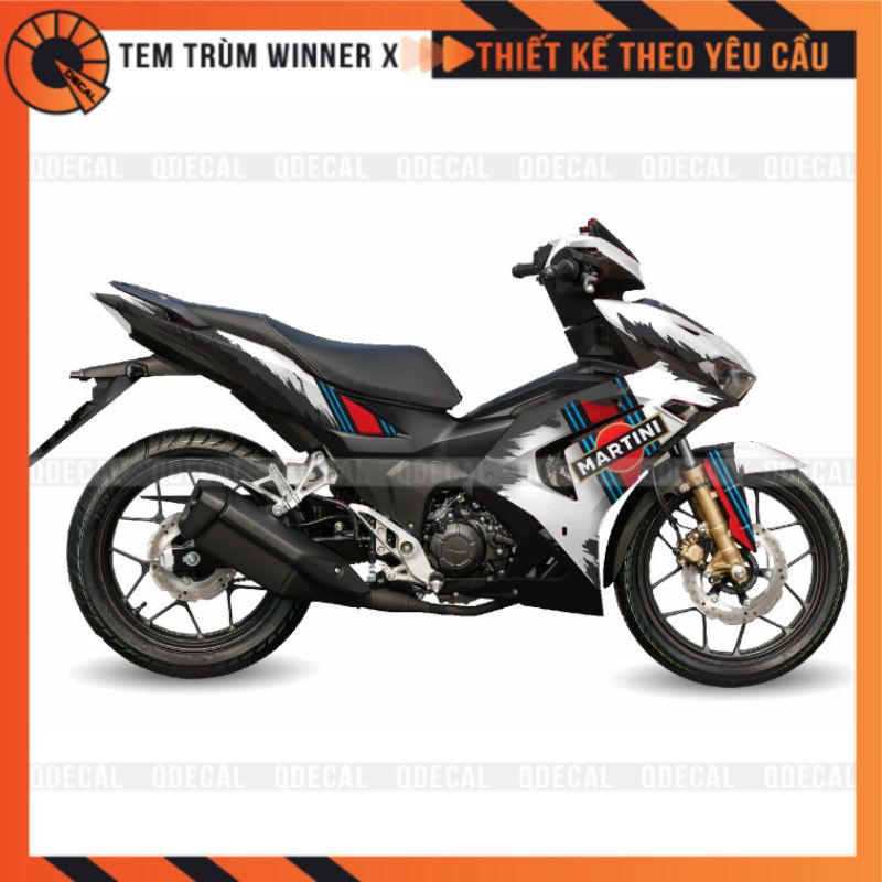 Tem trùm WinnerX V3 decal 3 lớp mẫu Martini trắng xanh cao cấp thiết kế theo yêu cầu