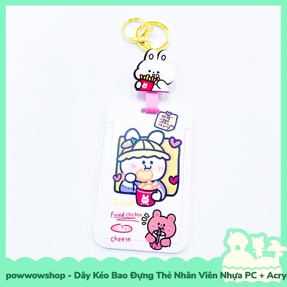 [Sẵn VN - Hỏa Tốc] Dây Kéo Bao Đựng Thẻ Nhân Viên Nhựa PC + Acrylic Mẫu Nhân Vật Hoạt Hình Rabbit Bear Astronaut Space
