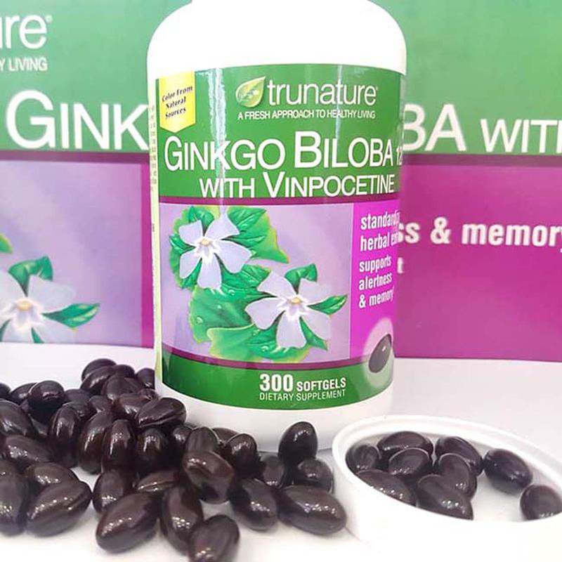 Viên uống Ginkgo Biloba Trunature 120mg hoạt chất cao - Viên Bổ Não, Tăng Cường Trí Nhớ Của Mỹ 340 Viên