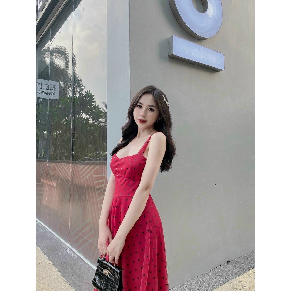 Đầm Váy 2 Dây Nữ Chấm Bi( CÓ SẴN MÚT NGỰC) Thiết Kế Dáng Xòe Chít Eo Nhẹ Nhàng Nữ Tính Cho Nàng Đi Dạo Phố,đi Tiệc Mp57
