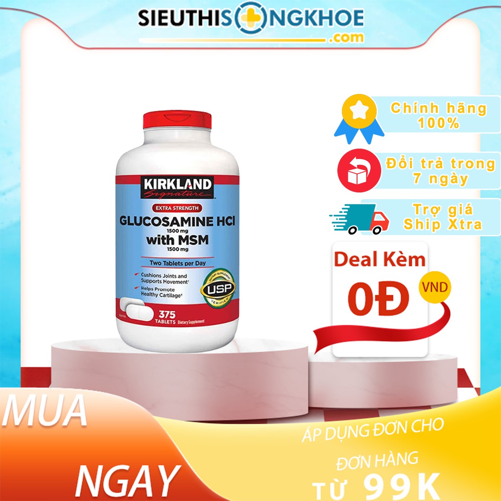 Kirkland Glucosamine Hcl 1500mg 375 Viên - Viên Uống Hỗ Trợ Xương Khớp Chắc Khỏe