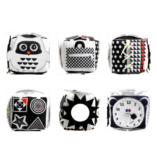 Khối Lập Phương Bằng Vải Mềm Đen Trắng Đồ Chơi Kỹ Năng Cho Bé Phát Triển Vận Động Tinh SV47