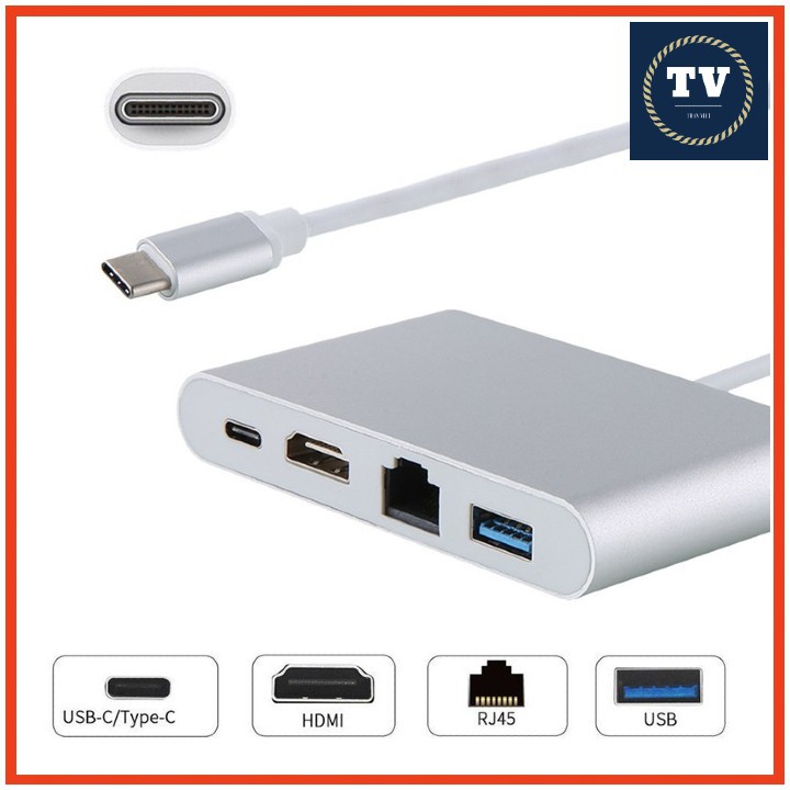 Cáp chuyển Type C to Ethernet-HDMI-USB-TYPE C