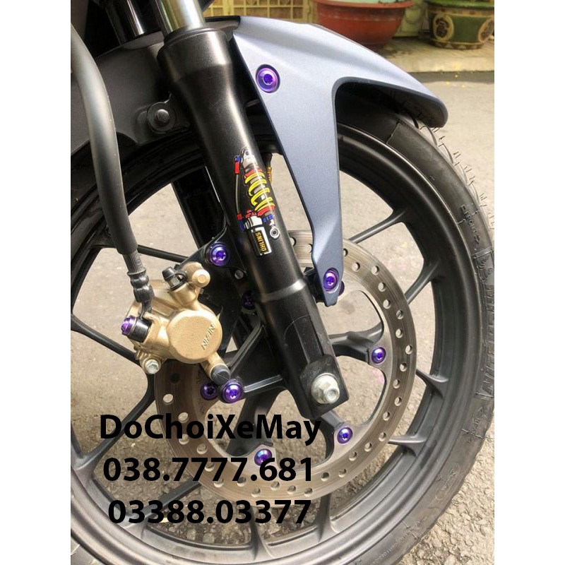 Ốc đĩa dĩa titan 8li25 chuẩn GR5 đầu mỏng gắn thông dụng tất cả các loại xe Yamaha Honda Suzuki Kawasaki . DoChoiXeMay