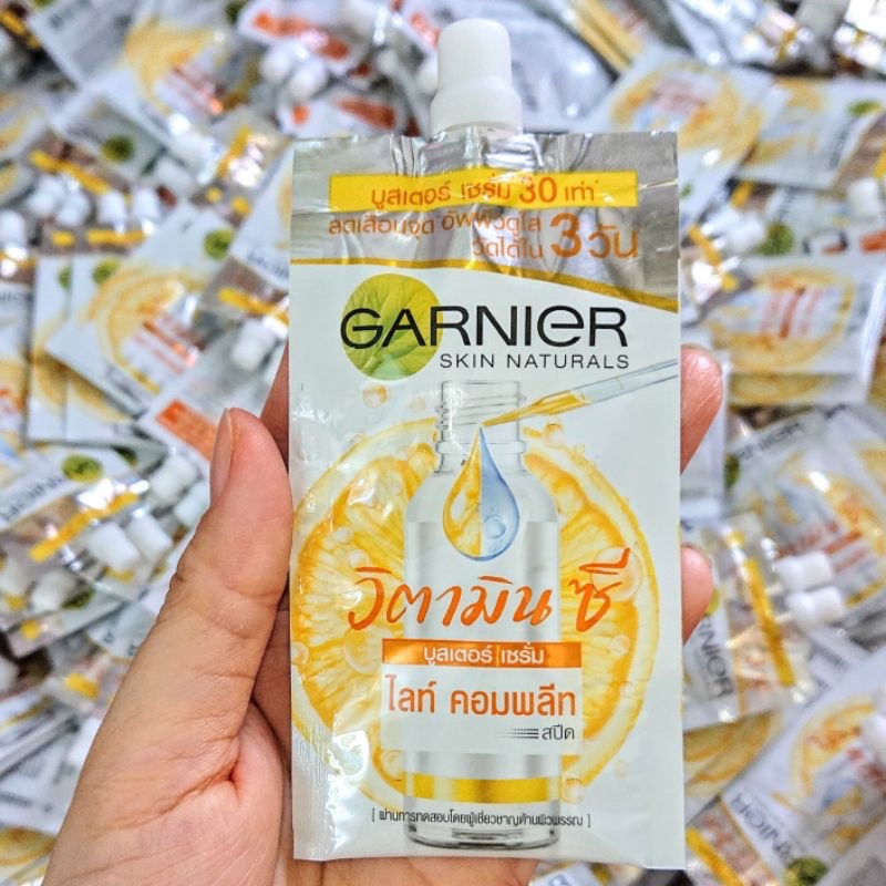 Hộp 6 gói Garnier 3 màu, Pond's 2 màu, Vaseline 50x Mini Thái Lan kem dưỡng da chống nắng.