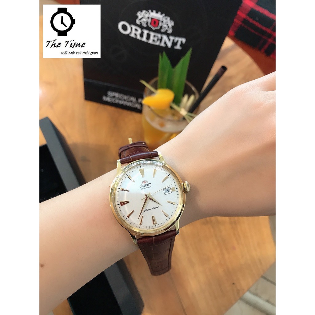 Đồng hồ nam Orient Bambino Gen 1 mặt trắng viền vàng hồng  case 40.5mm. 3atm
