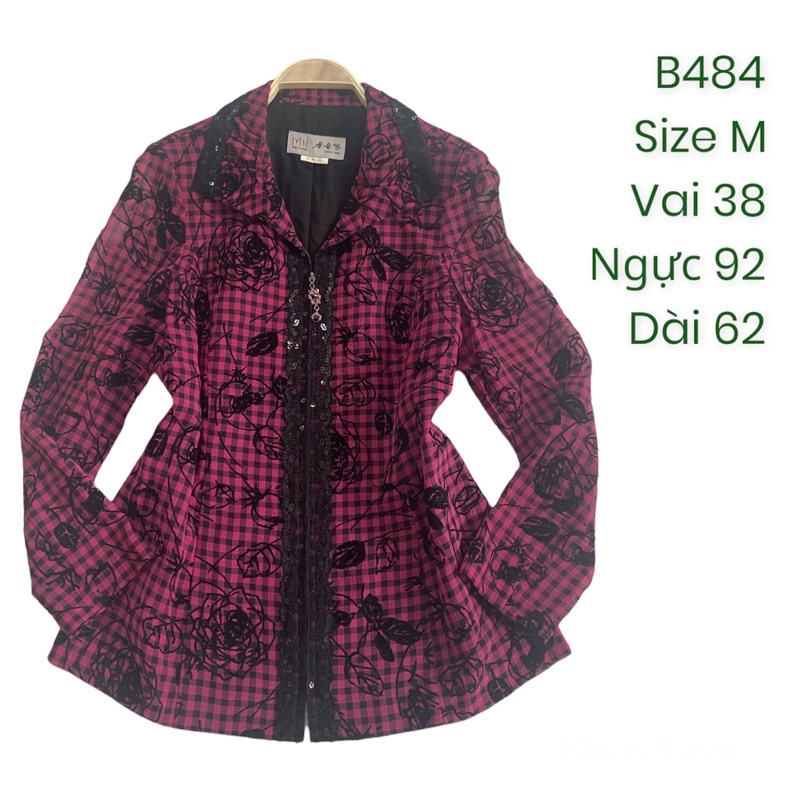 Áo khoác blazer B484 caro hoạ tiết hoa nhung nổi 2hand Hàn si tuyển ảnh thật