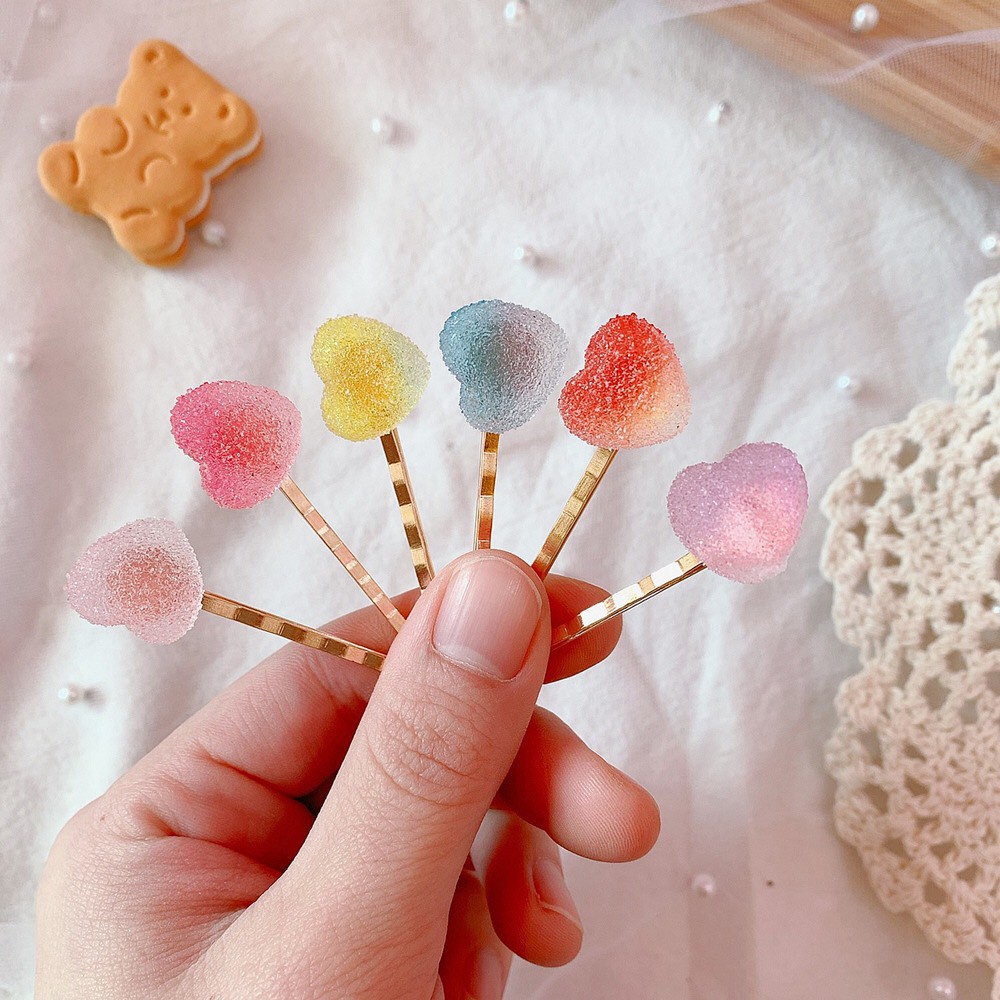 Set 2 Kẹp Tóc Kẹo Dẻo Jelly Hình Ngôi Sao Trái Tim Ngọt Ngào
