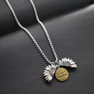 Dây chuyền thép titan mặt hoa hướng dương năng động trẻ trung