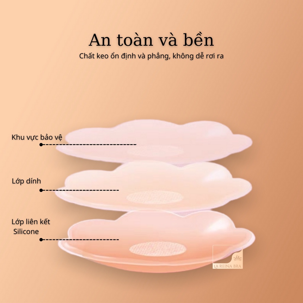 MIẾNG DÁN nhũ hoa LA REINA BRA - LRDN003 bằng silicon siêu mềm siêu dính chặt - Hộp 5 đôi