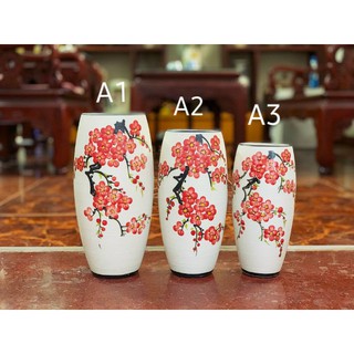 Bình lọ hoa vẽ hoa đào, hoa mai ngày tết- gốm sứ cao cấp Bát Tràng dùng trang trí nhà cửa, quà biếu tặng ý nghĩa