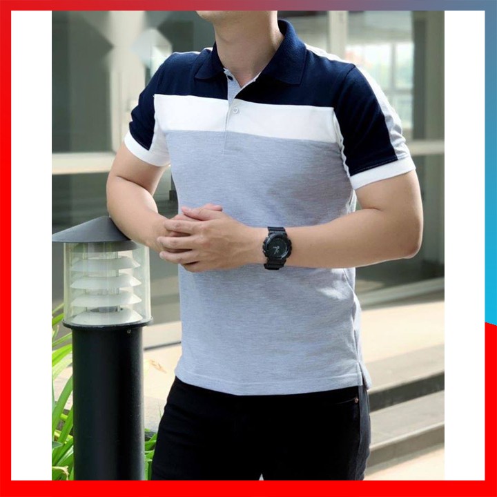 Áo Thun Nam ⚠️FREESHIP – HÀNG CHẤT⚠️ Cổ Bẻ Tay Ngắn Phối 3 Màu, Thun Cá Sấu 65/35 4 Chiều Cao Cấp - GM | BigBuy360 - bigbuy360.vn