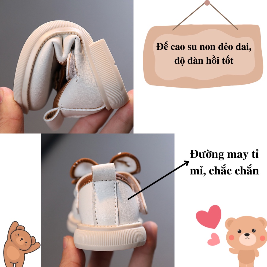 Giày búp bê bé gái da mềm Bunny Store, giày cho bé gái phù hợp cho bé tập đi từ 8 tháng đến 2 tuổi chống trượt GTD11