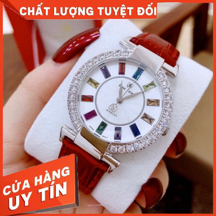 (BBR)  Đồng hồ nữ Royal Crown 4604 xách tay chính hãng dây da (đen và đỏ, hồng)  - Bảo hành 12 tháng