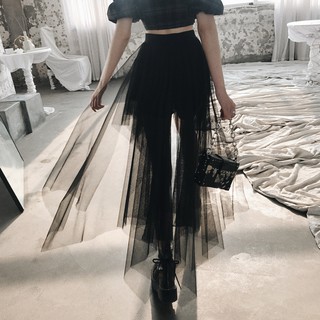 Chân váy tutu lưới mullet đen