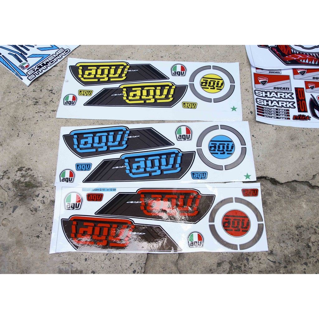 Tem AGV decal dán nón bảo hiểm, laptop, xe máy, nón 3/4 đủ màu,