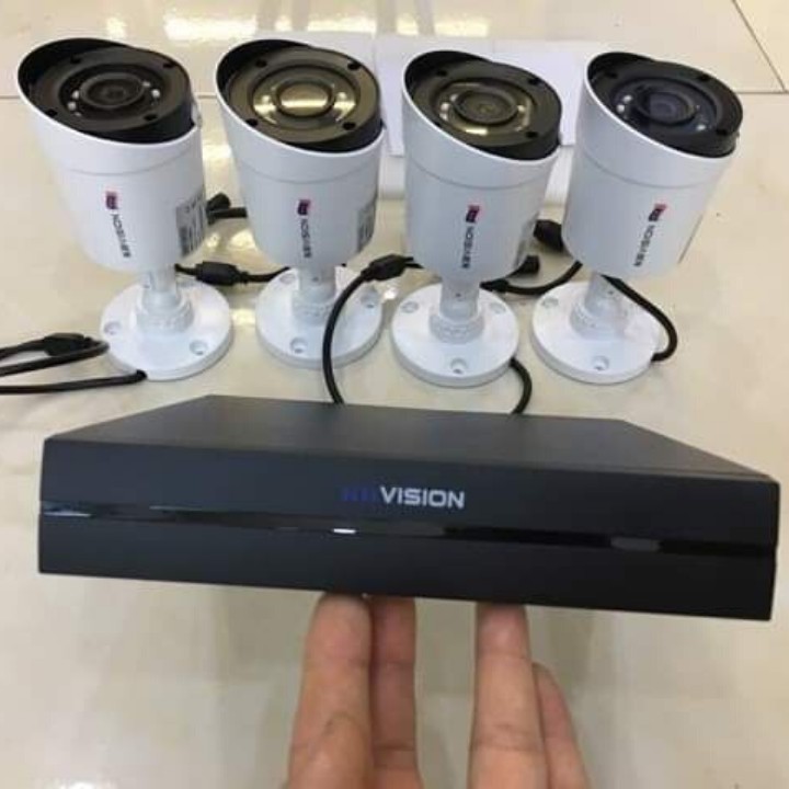 [Tích hợp thu âm] Trọn bộ 4 camera thân KBVISION 2100CB4 Full HD 1080p + HDD 500G + phụ kiện+80 mét dây đúc sẵn 2 đầu.