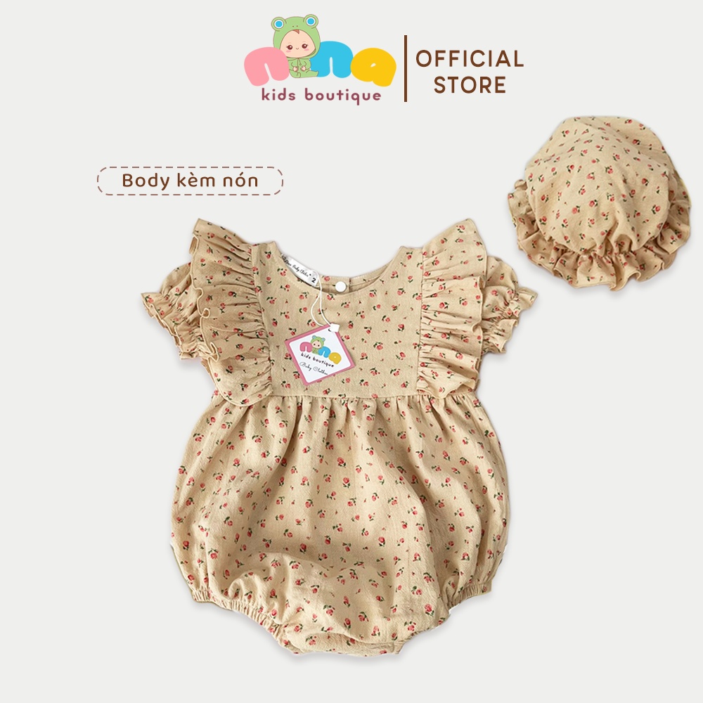 Body sơ sinh bé gái Nina Kids Boutique Đồ hè cho bé 0 24 tháng Bộ đầy tháng em bé gái Tặng kèm nón -Hàng thiết kế loại 1