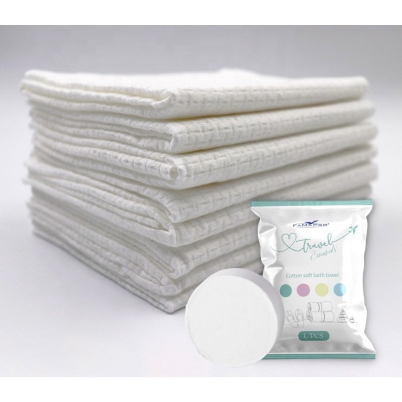 Khăn nén cotton du lịch famapro kích thước 70cm x 140cm