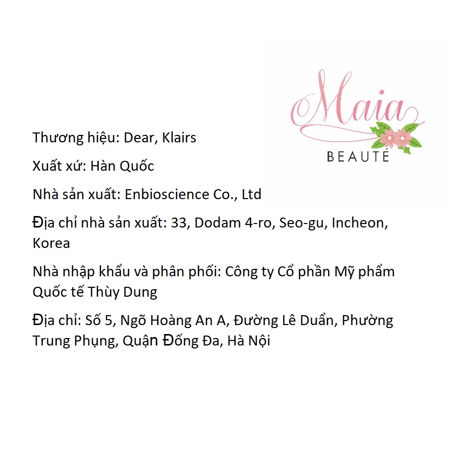 Kem Dưỡng Ẩm Và Làm Mịn Da Dear Klairs Rich Moist Soothing Cream