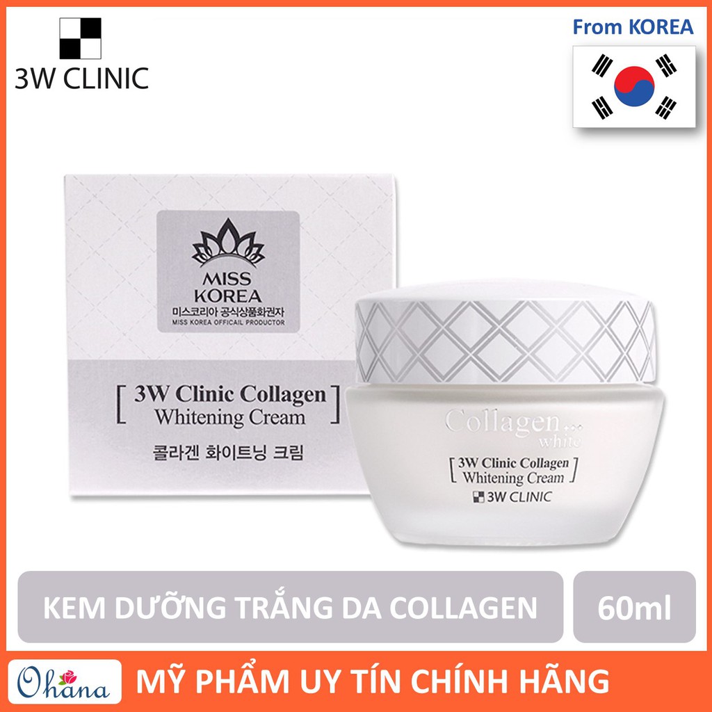 Kem Dưỡng Trắng Da Tinh Chất Collagen 3W Clinic Collagen Whitening Cream 60ml - Chính Hãng