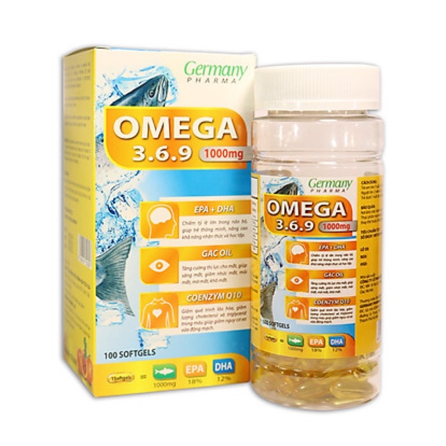 Viên dầu cá Omega 3 6 9 Fish oil Bổ não, sáng mắt, khỏe mạnh tim mạch, tăng cường trí nhớ - Hộp 100 viên
