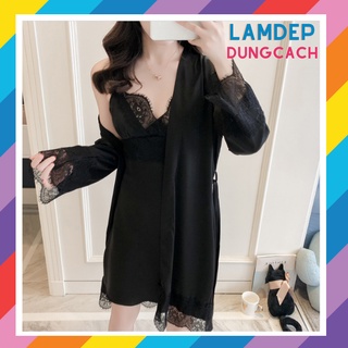 Áo choàng ngủ Lụa Satin Mix ren cao cấp