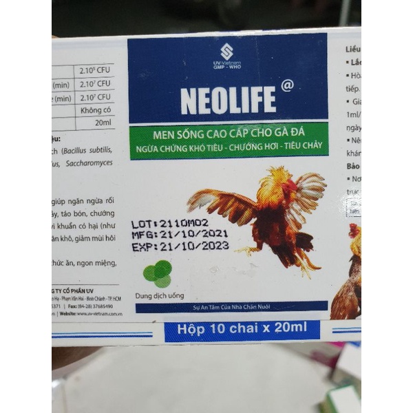 NEOLIFE 20ml MEN SỐNG CHO GÀ ĐÁ ngăn ngừa rối loạn tiêu hóa, tiêu chảy, táo bón,chướng hơi, khó tiêu