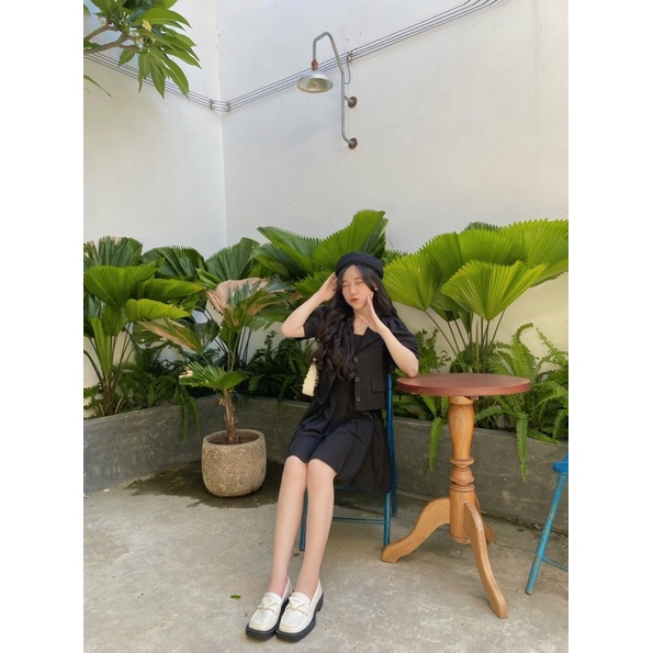 SET VEST - SET ĐẦM HAI DÂY + VEST CROPTOP - CÔNG SỞ - MÈO IN DA HOUSE