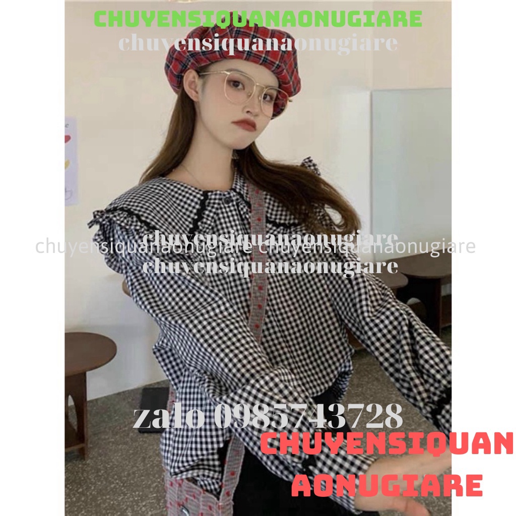 Áo sơ mi nữ cổ bèo , áo babydoll tay bèo hàng QCCC loại 1 A00013 kaca chuyensiquanaonugiare