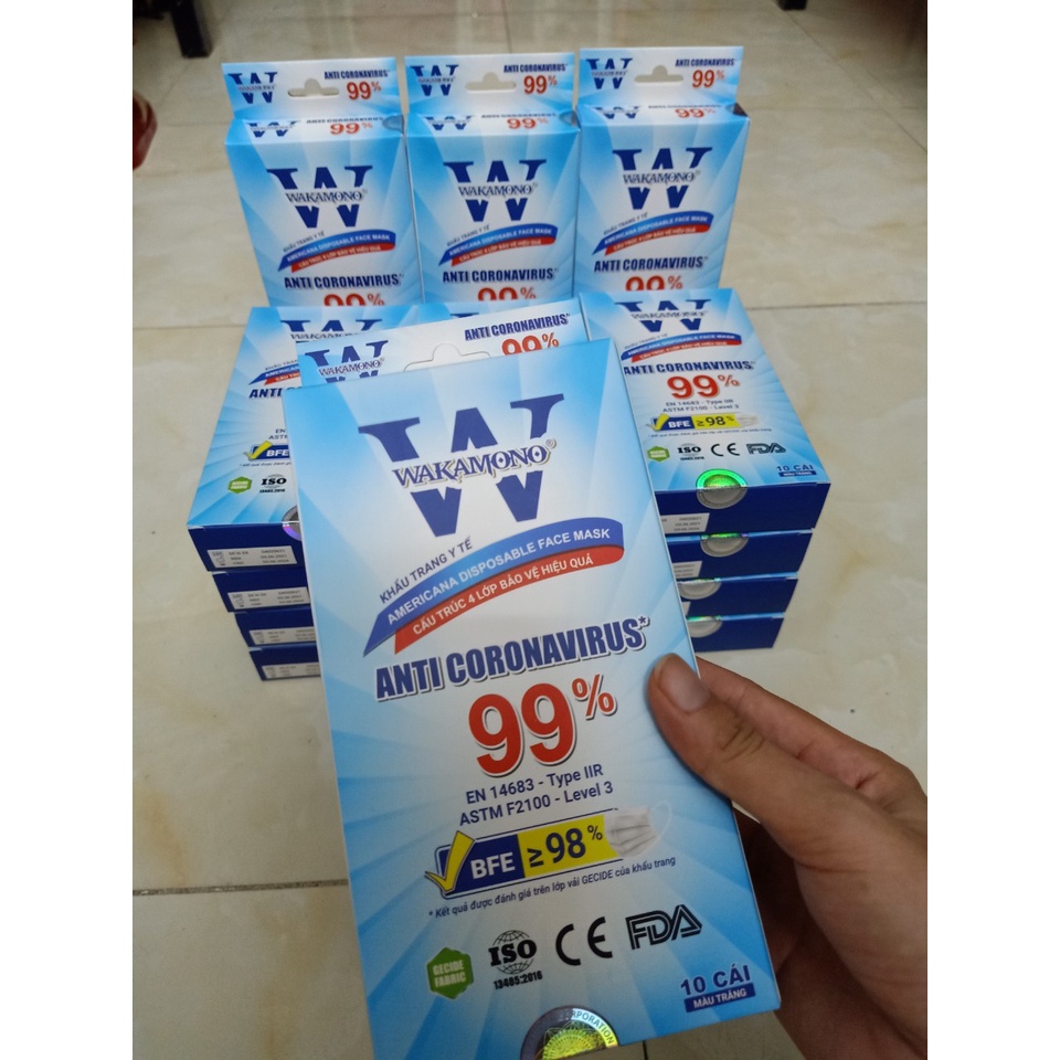 KHẨU TRANG Y TẾ  WAKAMONO – (4 Lớp, Hộp 10 Cái)