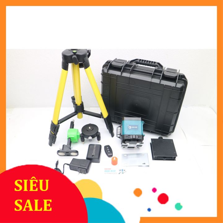 [MÁY 2 PIN] Máy Cân Mực Bắn Cốt Máy Cân Bằng Laser KINGPRO 12 Tia Xanh Laser Có Điều Khiển, Sạc, Chân Đế Máy, Hộp Nhựa