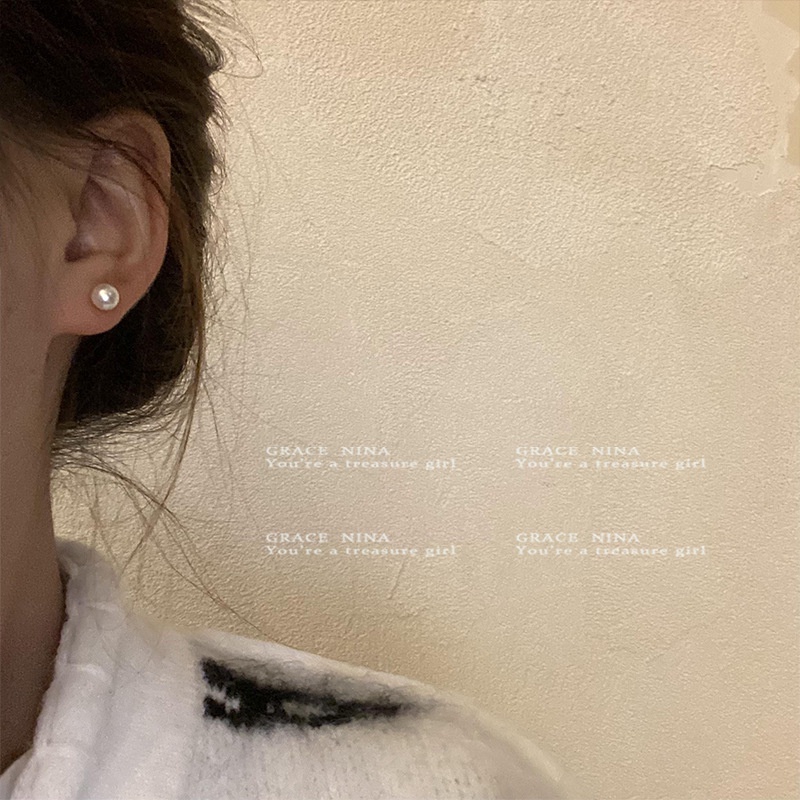 Khuyên Tai Kim Bạc Đính Ngọc Trai Phong Cách Retro Mới