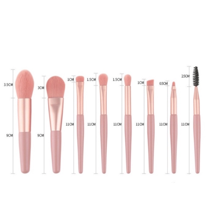 Cọ trang điểm make up cá nhân 8 món đầu lông mềm mại màu Pastel kèm túi Zip 🍀Clovershop68🍀