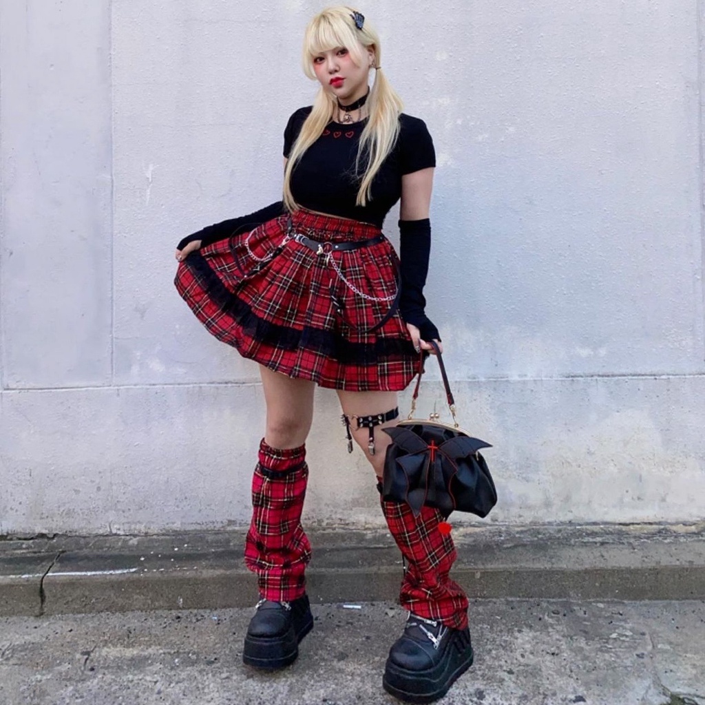 Y2k millennial Vỏ Bọc Chân jk Màu Vàng Kim Phong Cách punk Harajuku Cá Tính