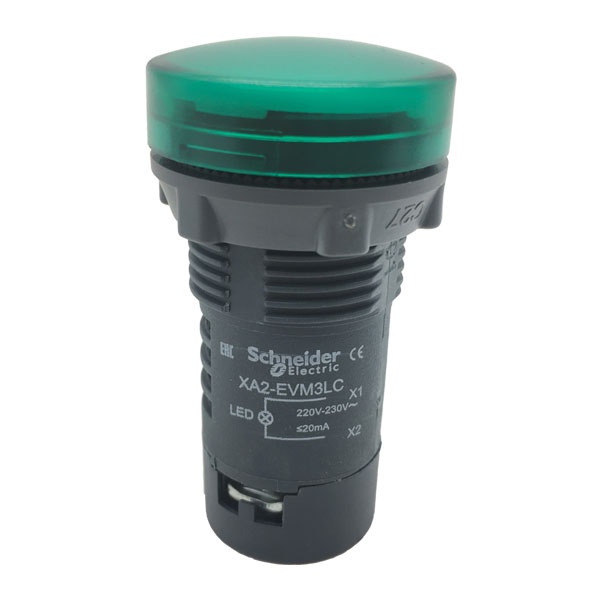 XA2EVM3LC Đèn báo XA2 Schneider màu xanh lá cây đường kính 22mm điện áp 220VAC