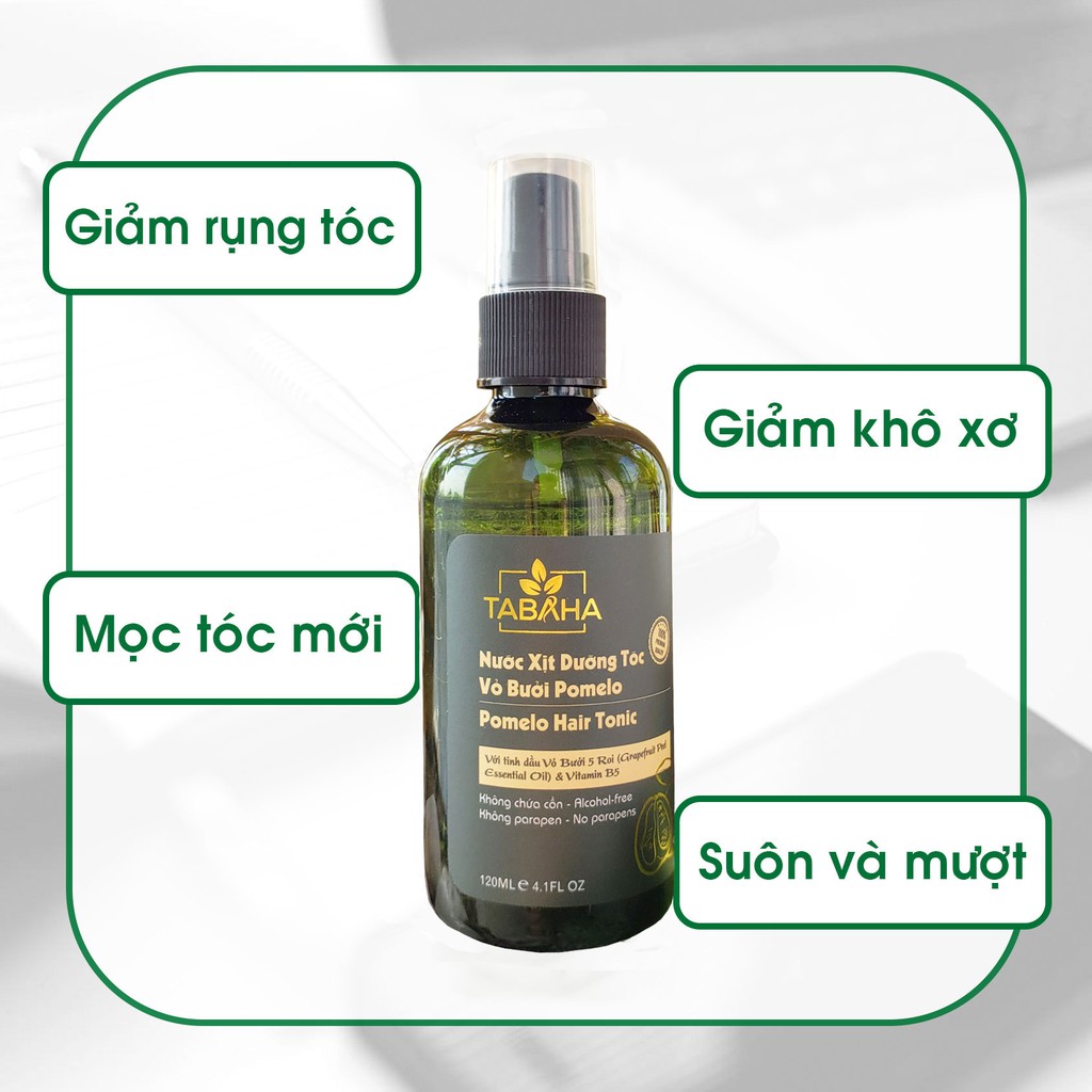 Chai xịt dưỡng tóc tinh dầu bưởi kích mọc tóc Tabaha, giảm rụng tóc Pomelo 120ml