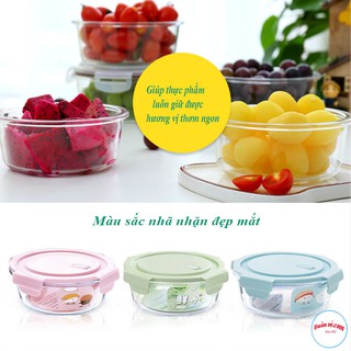 Hộp cơm thủy tinh tròn 400ml đựng thực phẩm cao cấp đa năng có nắp hút chân không – Buôn rẻ.com 00996