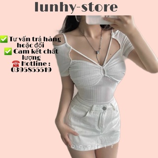 Áo croptop nữ kiểu ôm dây chéo vai độc đáo