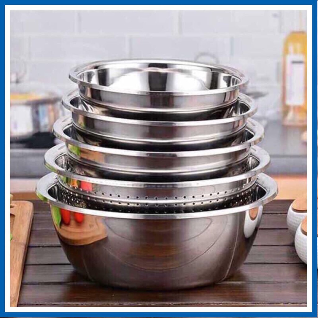 [Giá Hủy Diệt] bộ thau rổ inox 5 món
